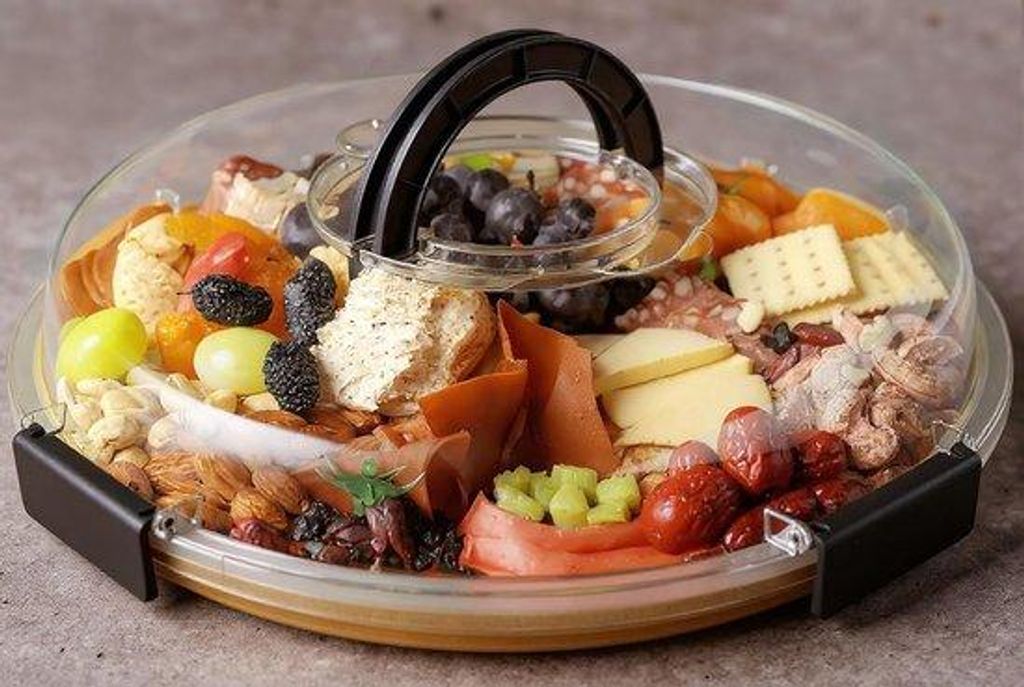 Charcuterie-Service mit Sichtfenster – Tragbarer Picknicktisch & Snackkiste, Servierplatte für Fleisch & Obst, Hauswarming-Geschenk für Neubau ...