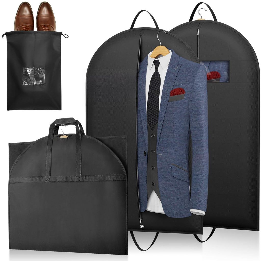 Kleidersack, Kleiderhülle, 120 g/m² Materialstärke, mit Schuhfach für Anzüge, Blazer und Kleider, hochwertiger Kleidersack für Reisen und Auf...