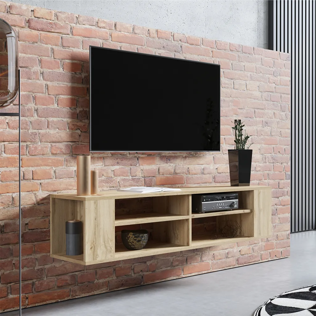 Selsey WERI Porta TV Sospeso 140cm Rovere Wotan | Mobile Parete