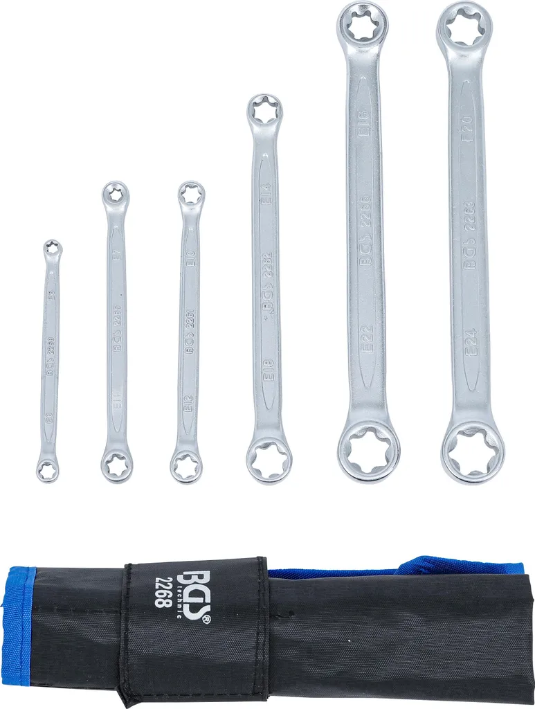 Jeu de 6 clés polygonales profil E en chrome vanadium pour vis Torx - 3