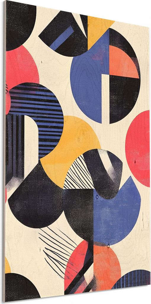 DEQORI Holzbild 40x60 cm 'Bauhaus Beats' Bild auf Holz Wandbild Kunstdruck nachhaltig