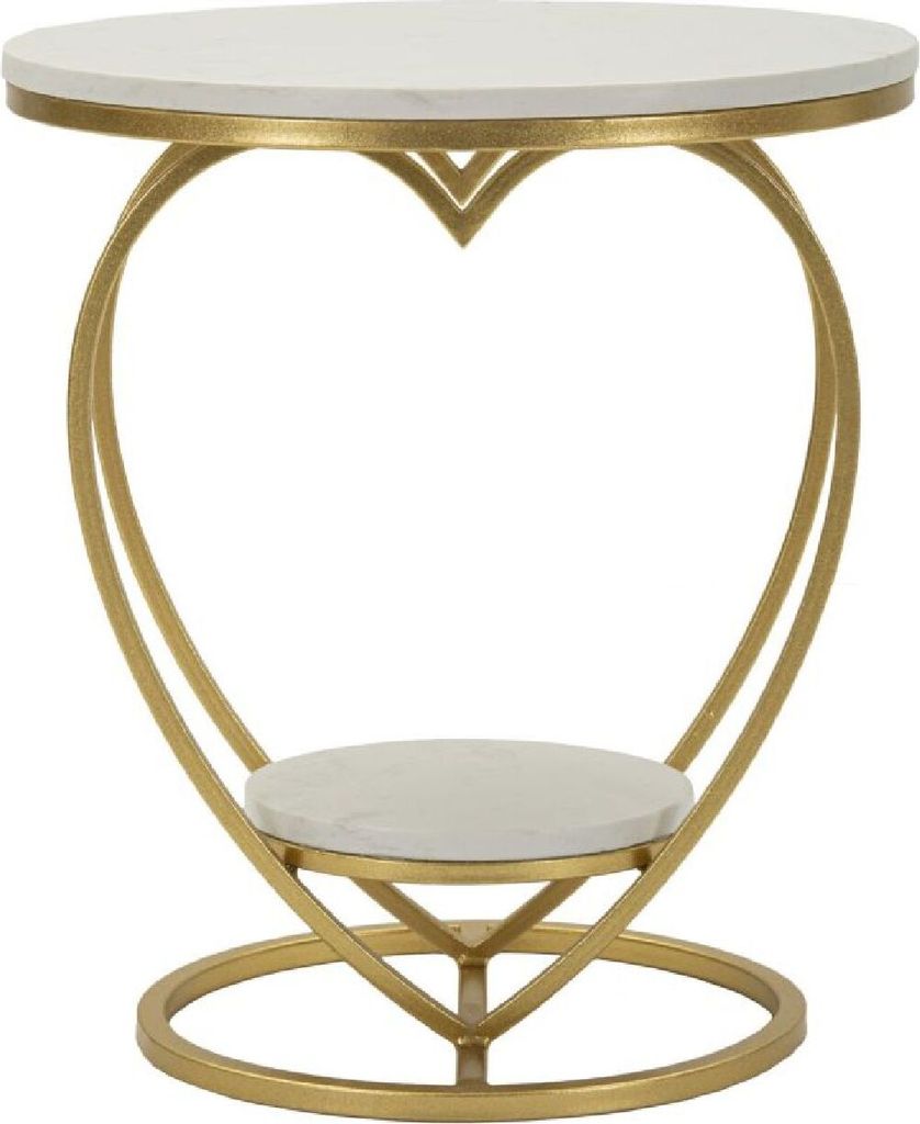 Mauro Ferretti Beistelltisch Herz Ø 40x45,5 cm gold weiß