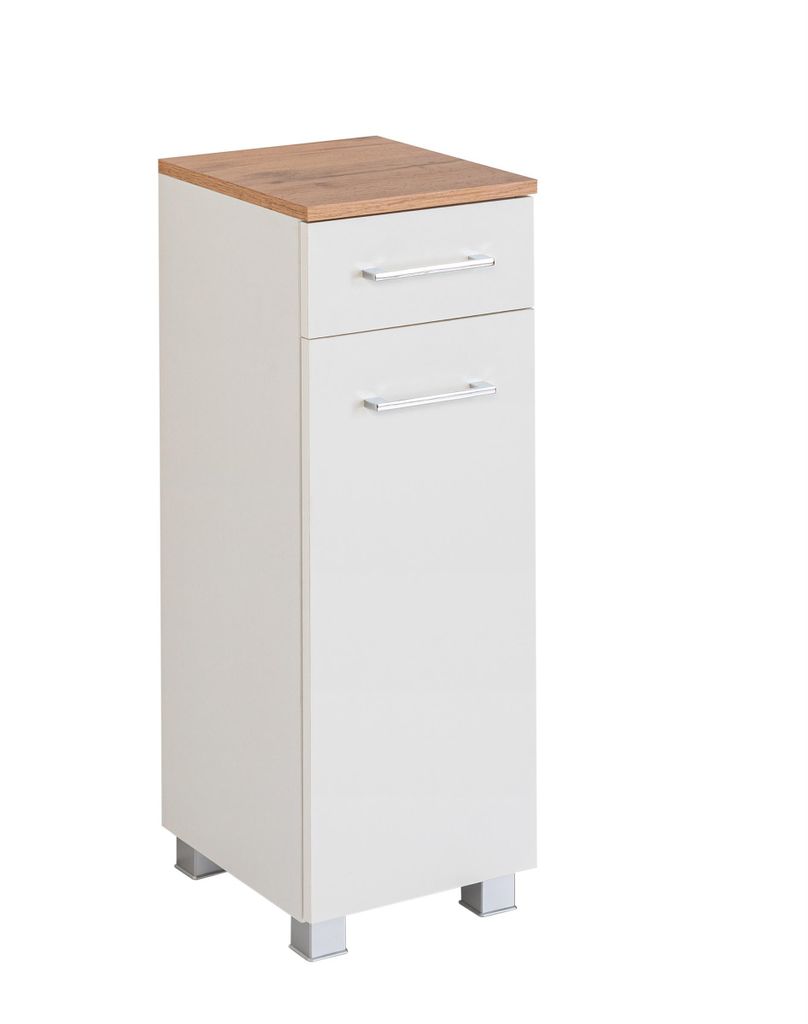 Badezimmerschrank Pares 30cm 1 Tür und 1 Schublade - weiß