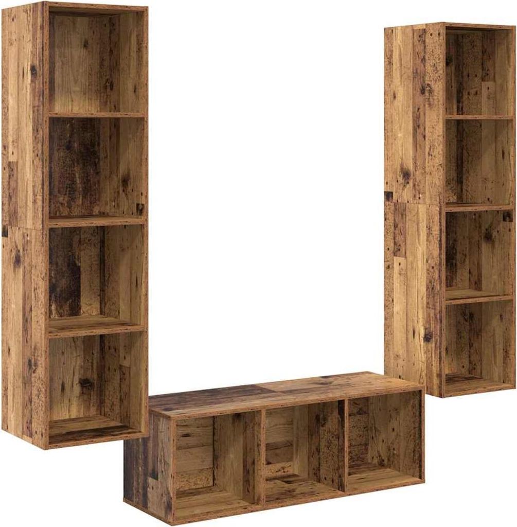 TV-Schrankset Wandmontiert 3 pcs Altholz Holzwerkstoff