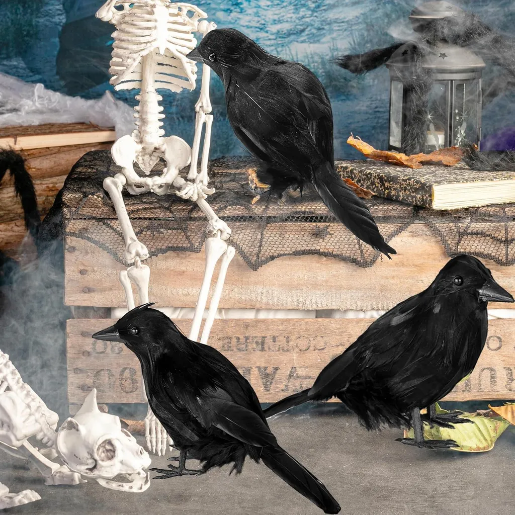 Déco Halloween 6 Faux Corbeaux - Réalistes pour Murs Arbres Fenêtres Noir