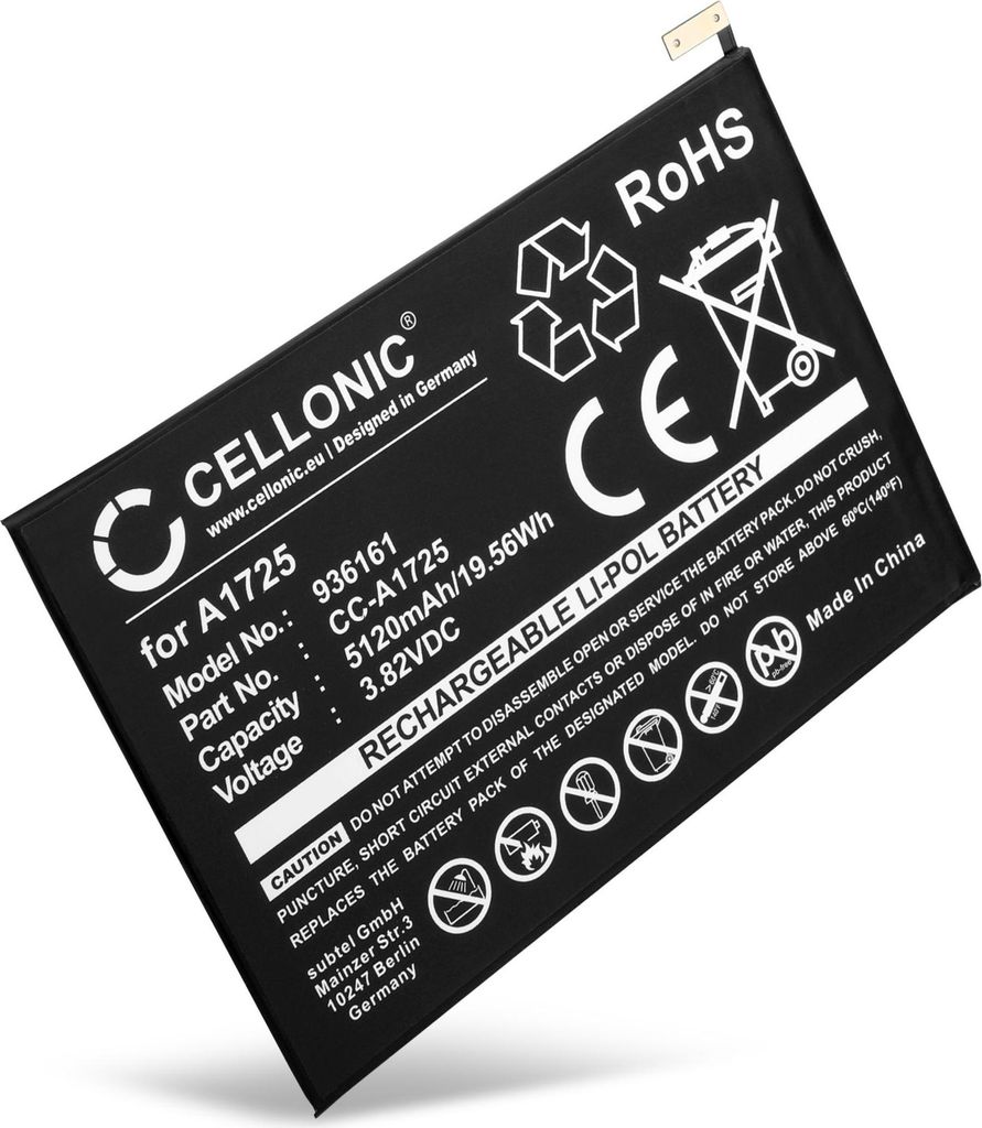 CELLONIC 1x Akku für Tablet Kompatibel mit Apple iPad mini 5 (2019) - A2133, iPad mini 5 (2019) - A2124, iPad mini 5 (2019) - A2126, A1725 - (5120...