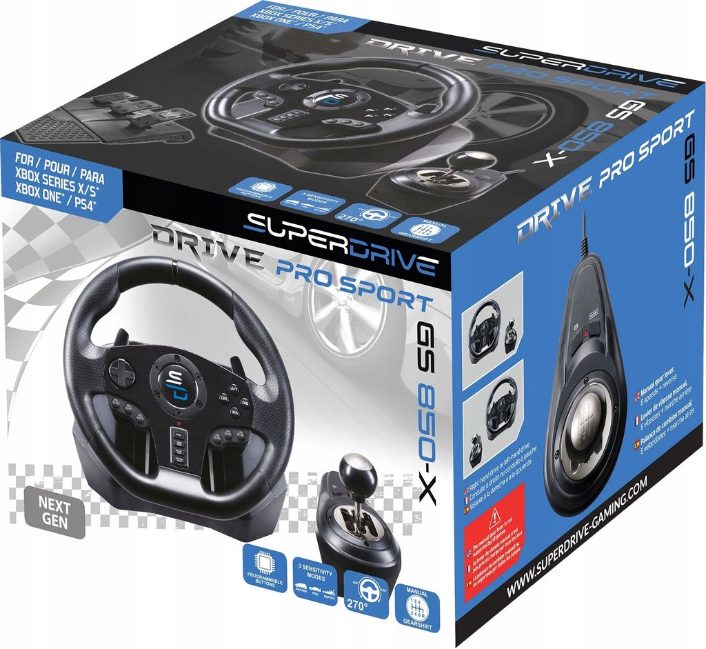 Subsonic GS850-X, Kierownica + pedały, PlayStation 4, Xbox Zdjęcie produktu 