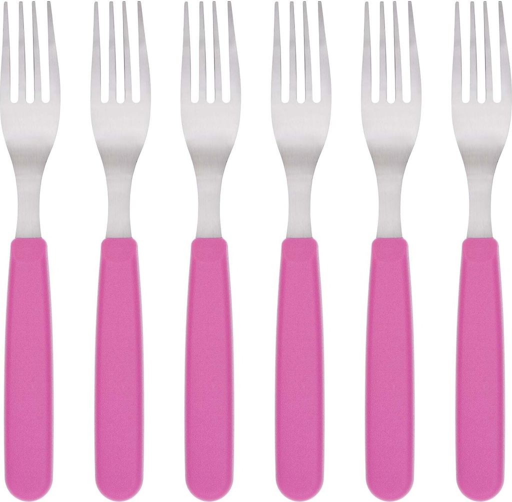 GRÄWE Tafelgabeln, 6 Stück, Edelstahl, bunte Griffe, pink