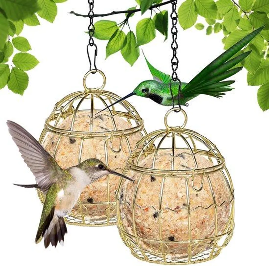 Mangeoire oiseaux suspendue dorée pour nourrir les oiseaux du ciel en hiver