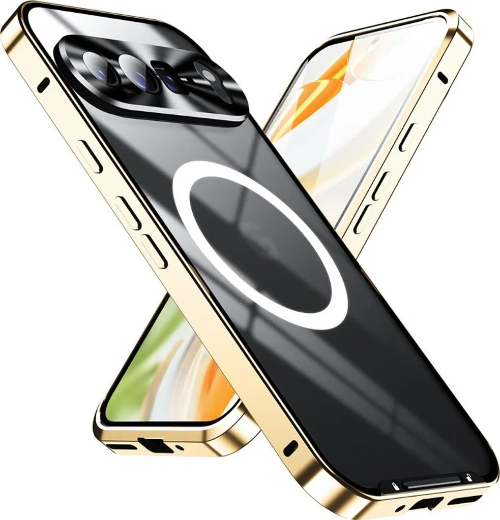 Custodia in metallo per Google Pixel 10 Pro XL traslucida opaca con bobina magnetica e protezione della fotocamera Oro