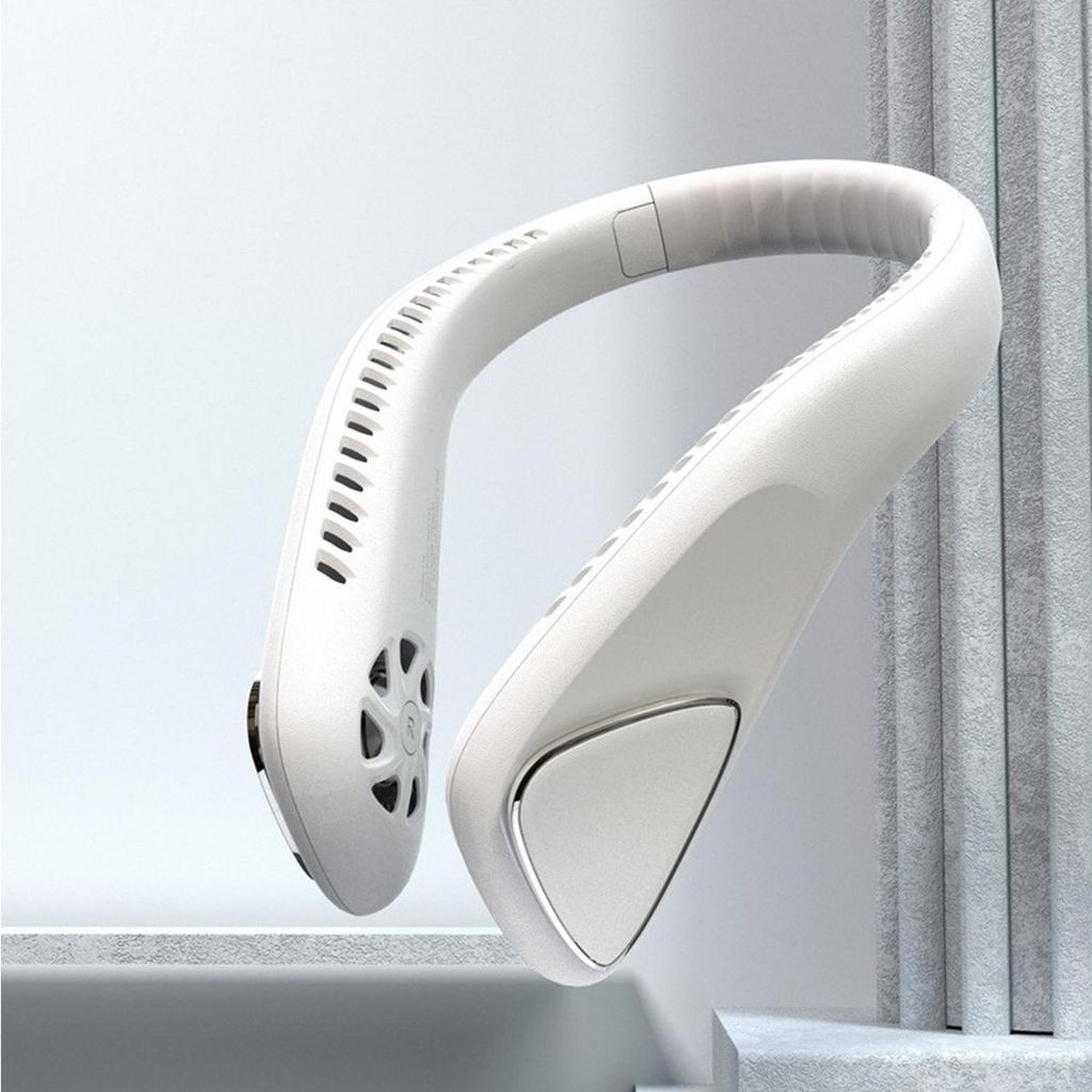 Mini USB-Ventilator Tragbarer Halsventilator 3 Stufen mit 6000mah Nackenventilator Persönlicher Ventilator für Reisen Sport Innen Weiß