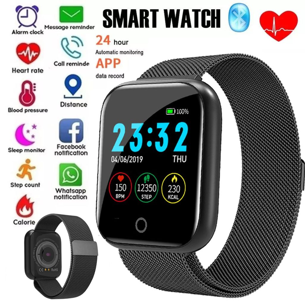 DE Wasserdicht Smartwatch Sports Uhr Pulsuhr Blutdruck Fitness Tracker Armband 