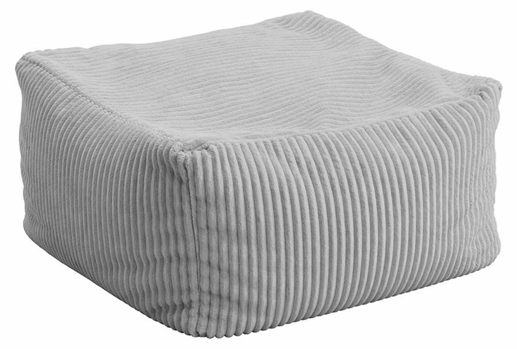 HOME DELUXE - Sitzsack Hocker Cozy - Stoff: Samt Cord, Farbe: Hellgrau - Maße: 44 x 44 x 25 cm, inkl. Füllung I Sitzmöbel Bean Bag Sitzsäcke