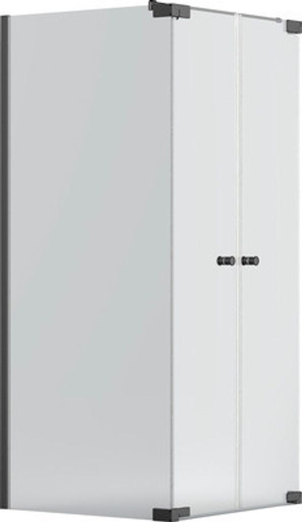 Jungborn Duschtür mit Seitenwand SETTE Pendeltür rechts Seitenwand links 90 x 100 cm Profilfarbe schwarz Klarglas mit schmutzabweisende Glasbesch...