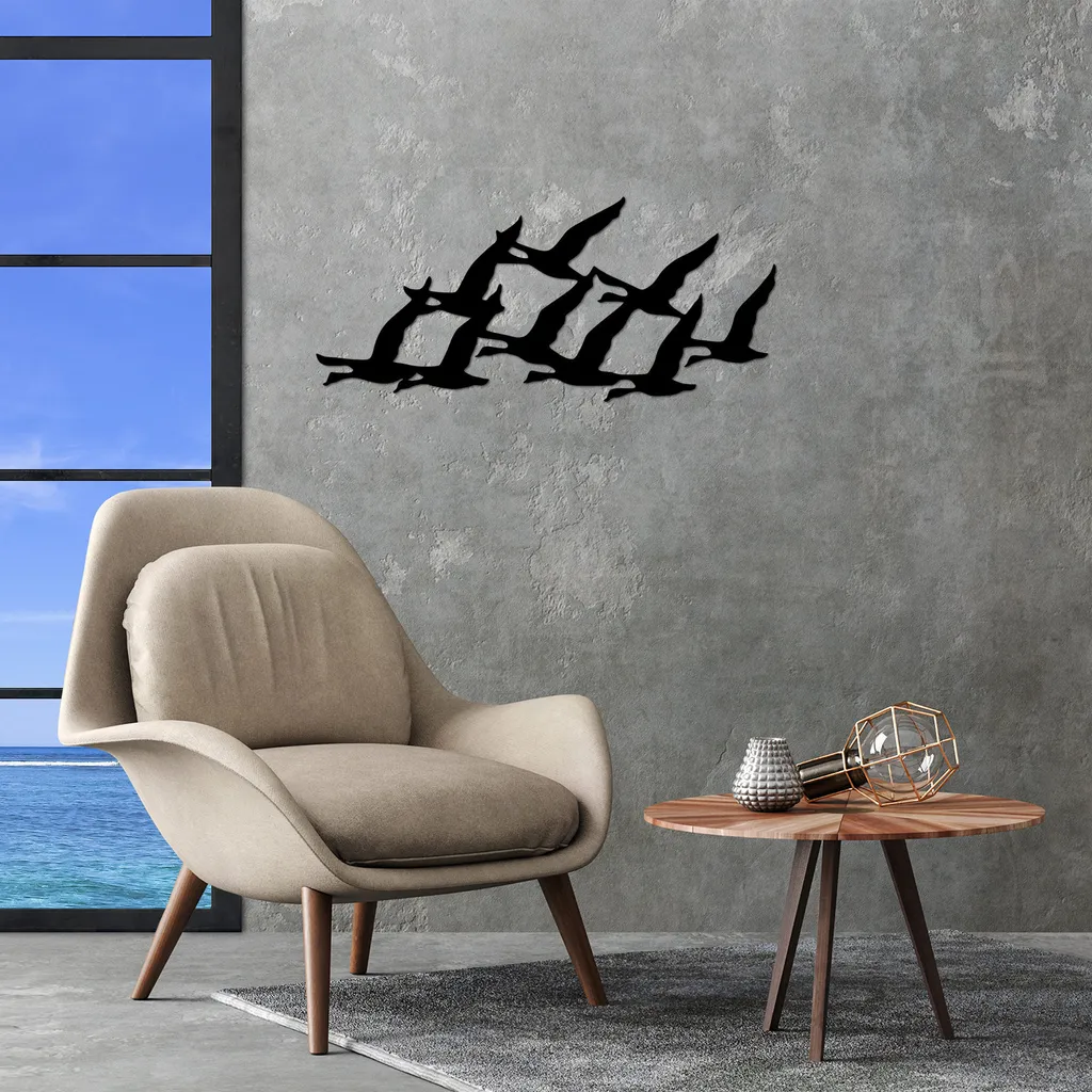 Wallity Migrant SKL2428 Nero - Decorazione Parete Metallo 70x29 cm - 2