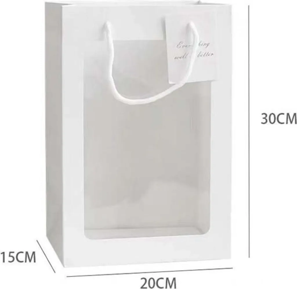 Set 10 Buste Regalo Bianche 30x20x15 cm con Finestra | Bomboniere Top