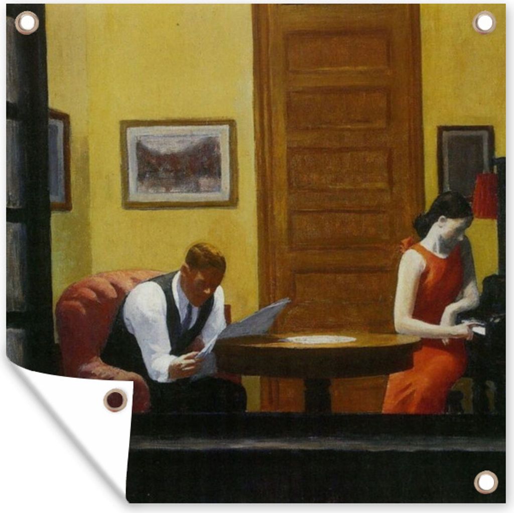 MuchoWow 50x50 cm Outdoor-Poster Gartendeko Sichtschutz Garten Poster für den Garten Zimmer in New York - Edward Hopper