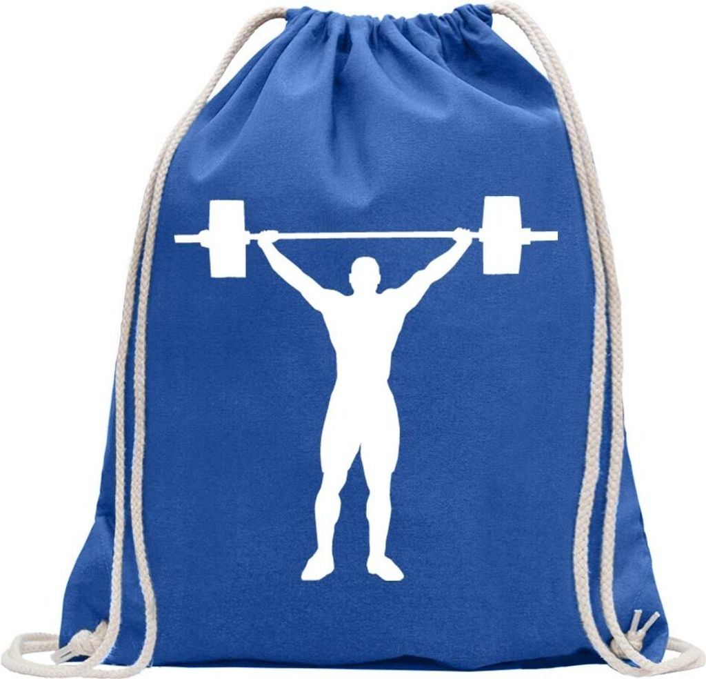 Kiwistar - Turnbeutel - royal - Gewichtheber Gewichtheben - Fun Rucksack Sport Beutel Gymsack Baumwolle mit Ziehgurt
