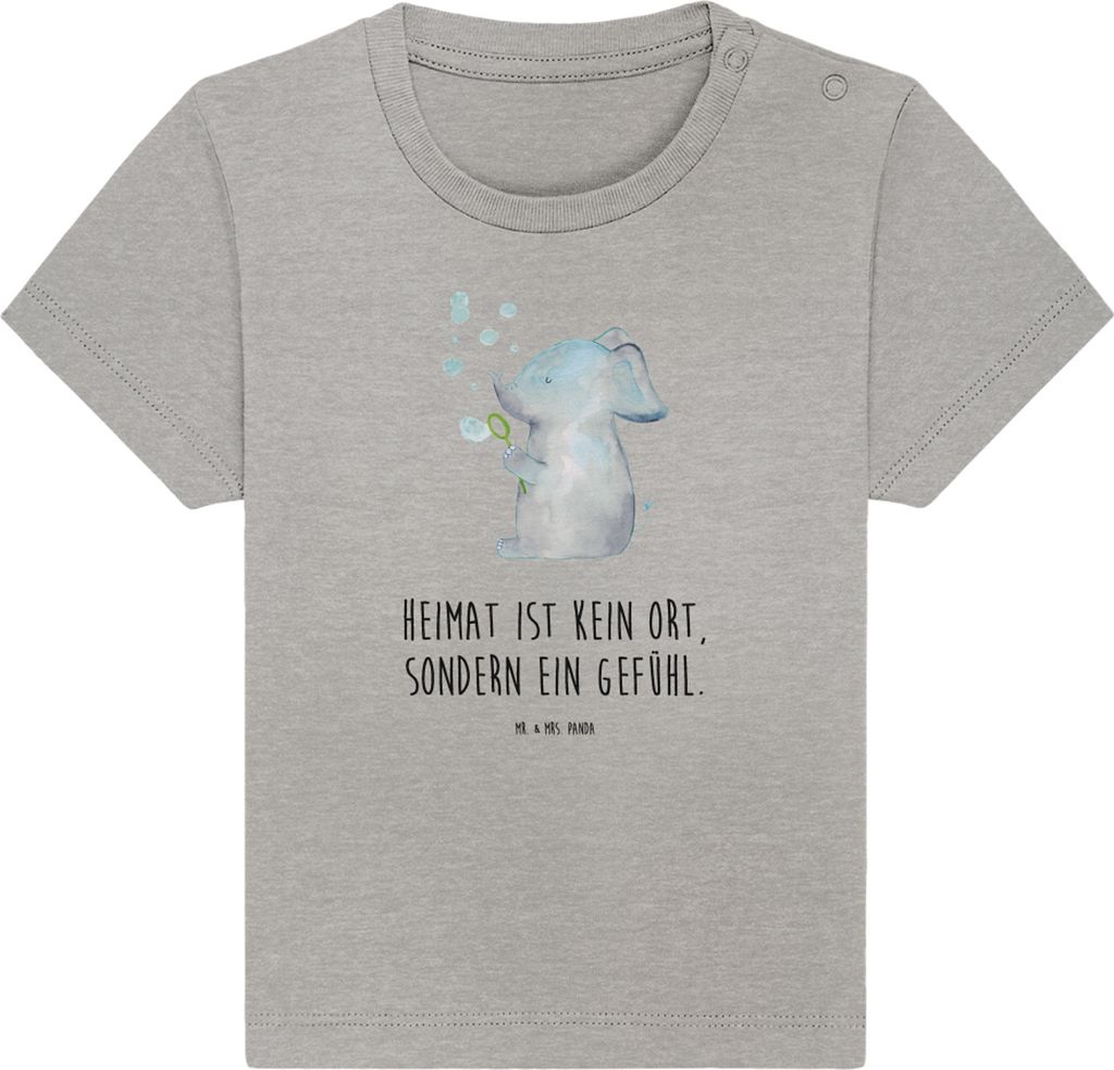 Mr. & Mrs. Panda Babyshirt Elefant Seifenblasen 12. - 18. Monat - Heather Grey - Geschenk, T-Shirt Baby, Elefanten, , Lustige Sprüche, Oberteil, L...