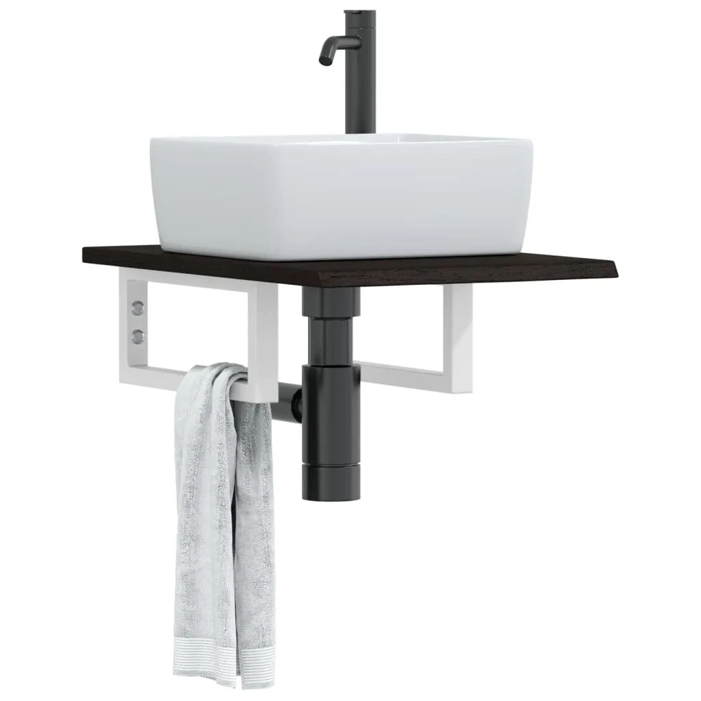 Ripiano Salvaspazio Lavabo Maison Exclusive in Rovere e Acciaio