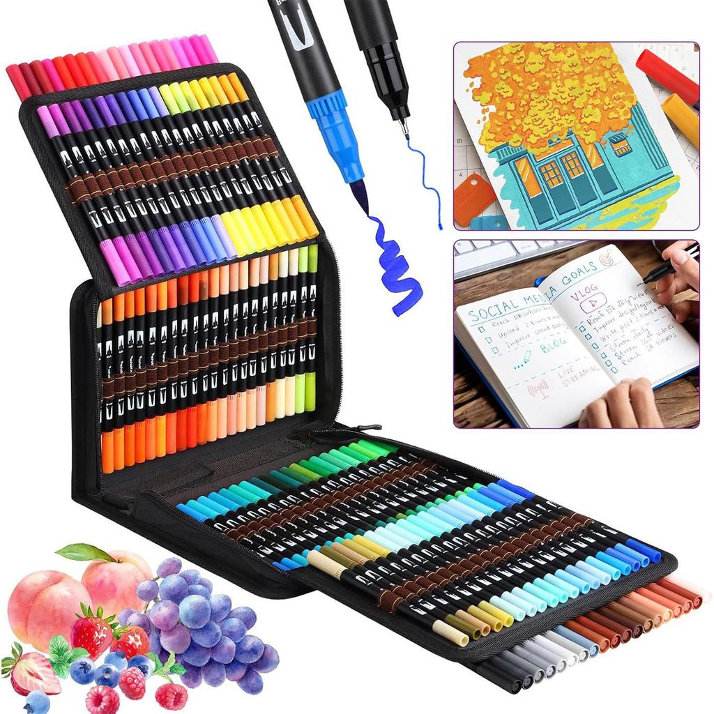 Dual Brush Pen Set 120 Farben, Filzstifte mit Dicker und Produktbild 