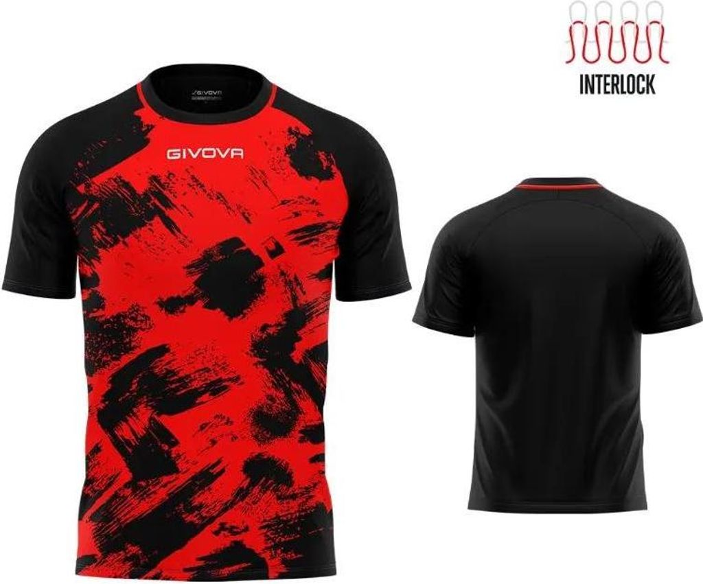 Sport-T-Shirt Givova Art Interlock Rot-Schwarz Rot