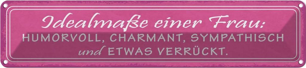 vianmo Blechschild 10x46 cm Idealmaße einer Frau humorvoll Männer Frauen Spruch Zitat