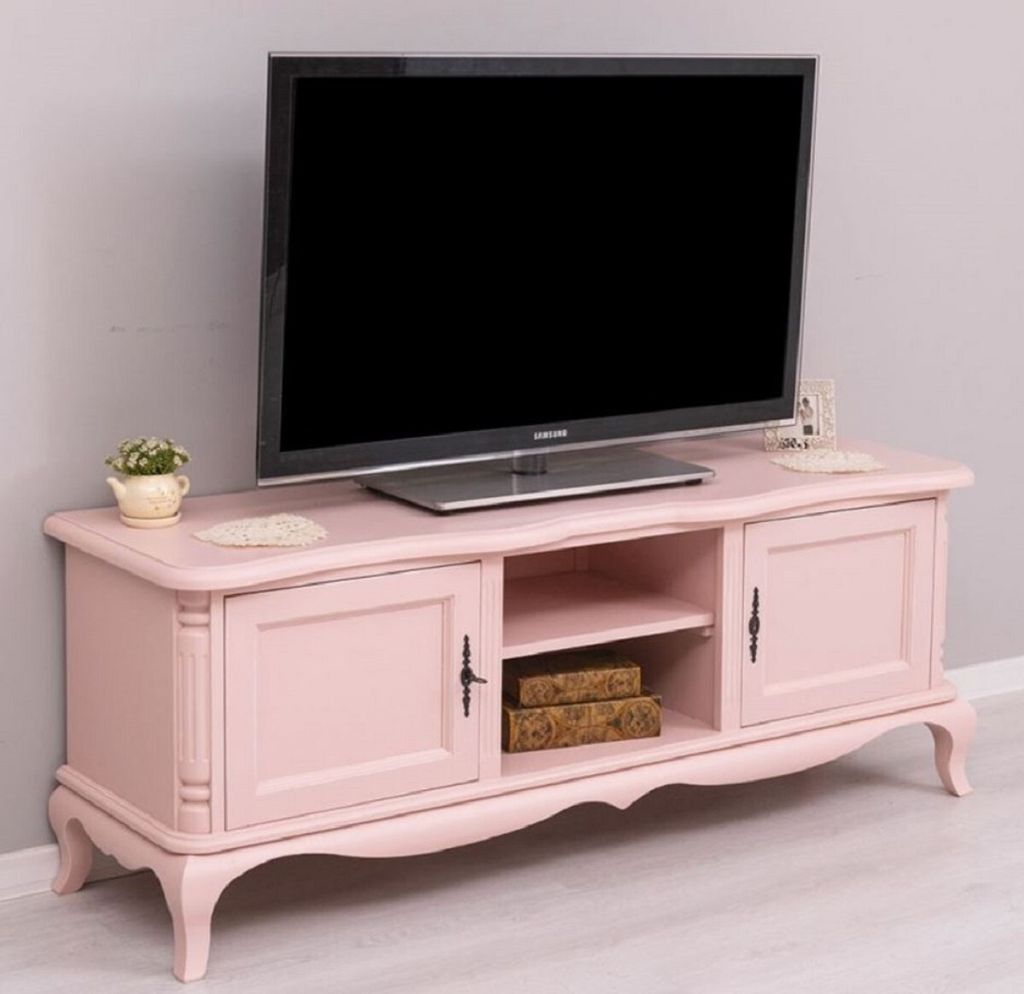 Casa Padrino Landhausstil TV Schrank Rosa 158 x 48 x H. 60 cm - Massivholz Sideboard - Landhausstil Wohnzimmer Möbel