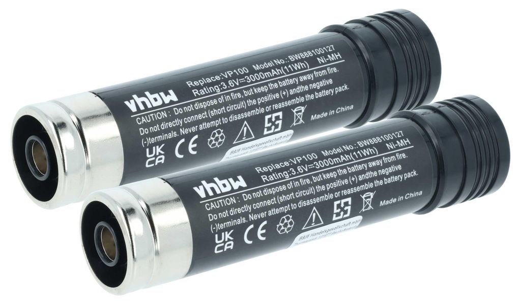 vhbw 2x Akku kompatibel mit Black & Decker Versapac VP105, VP142 Werkzeug (3000 mAh, NiMH, 3,6 V)