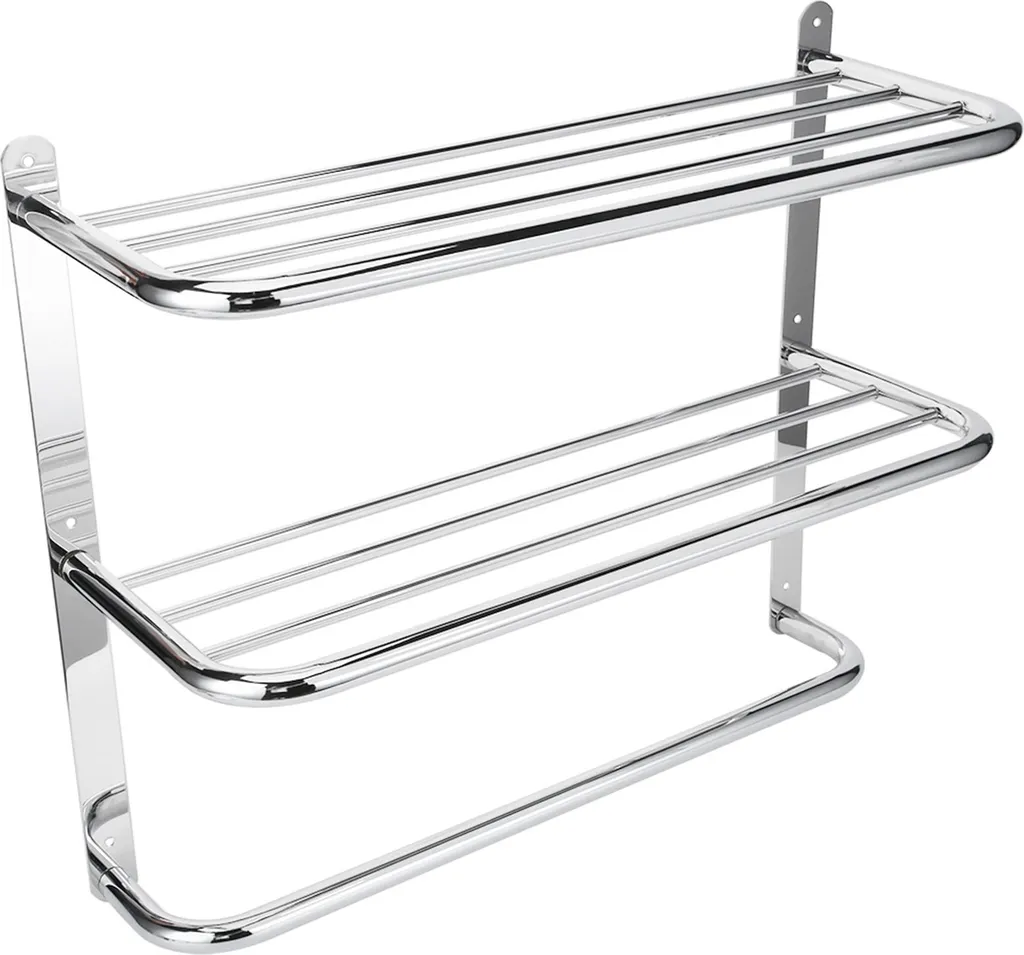 Étagère 3 niveaux modulable et porte-serviettes compact gain de place