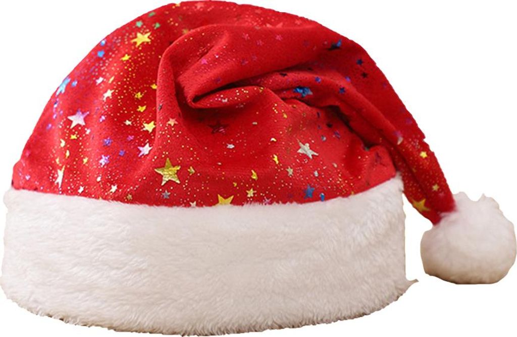 INF Weihnachtsmütze mit Folienprägung - Festliche Partydekoration mit Sternen Rot