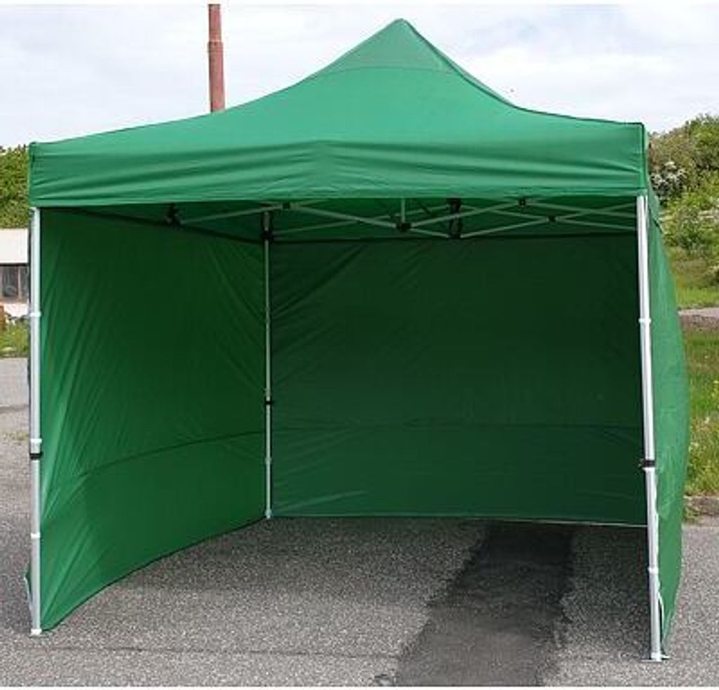Faltpavillon 3x3m ALU Standard volle Seitenwand - Grün