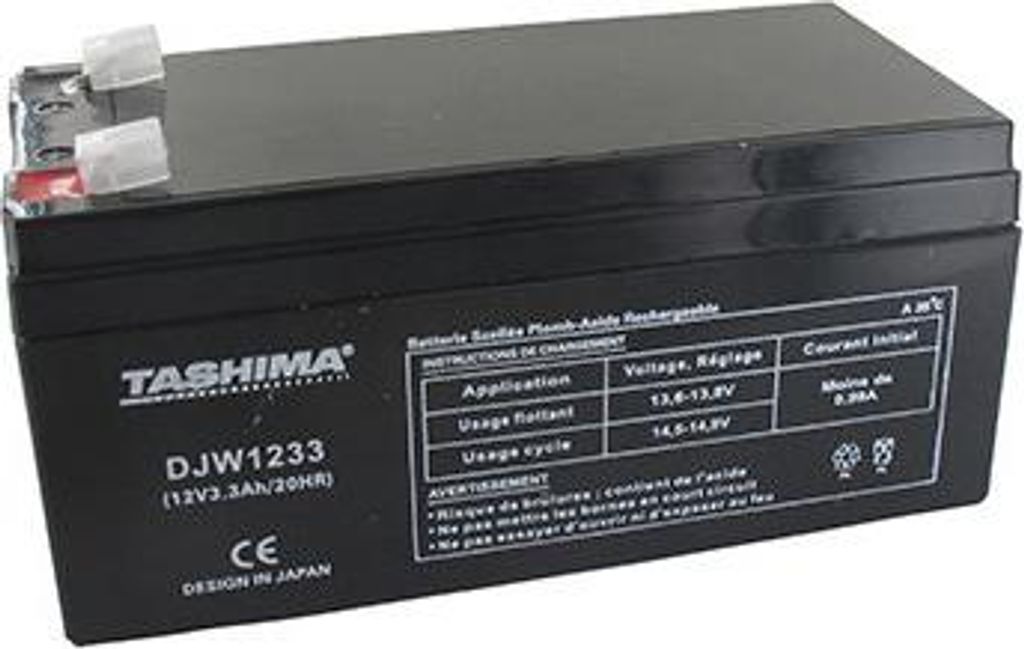 Motorrad-Batterie Tashima 12V, 3,3Ah – L: 134, B: 67, H: 61mm, + rechts. AGM 100 % wasserdicht. Ersetzt Np2.8-12, Np3.2-12. - Batterie