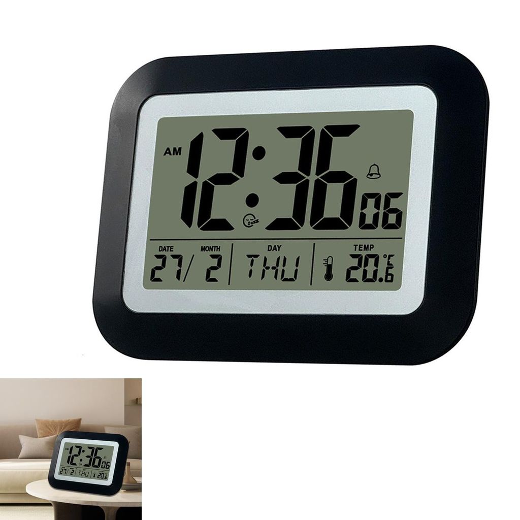 Wecker, Wecker digital, digitaler Wecker, Reisewecker, Temperatur, Uhrzeit, Schlummerfunktion / Snooze, LCD - Hintergrundbeleuchtung, kompakt, 19x14cm
