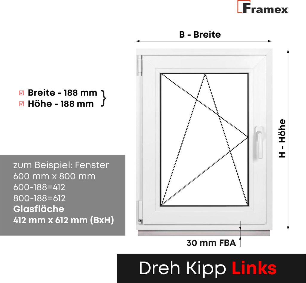 Framex Kellerfenster Fenster Kunststofffenster Weiß Breite Produktbild 