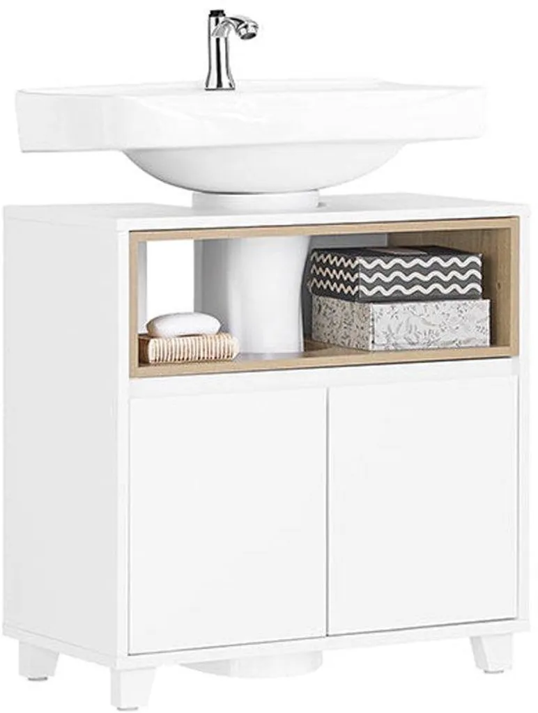 Petit meuble de salle de bain pour lavabo - Armoire basse Rootz blanche
