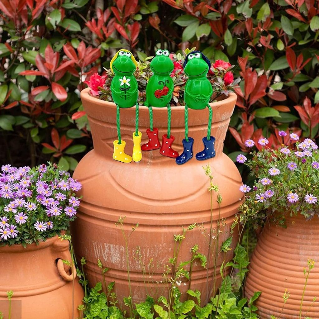 Kikkerdekoration - Set von 3 Gespiegelten Gartenfiguren - Randkruk/Hekkruk Statuen für Außen