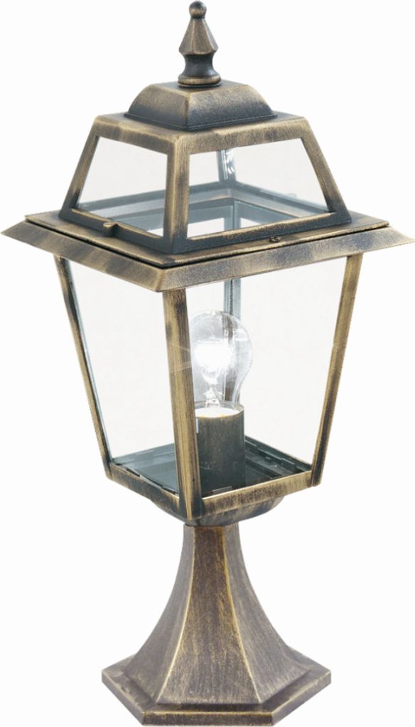 Klassische Sockelleuchte in schwarz-gold Gartenlampe E27 max. 60W, LED geeignet Laterne Wegleuchte Gartenlaterne Wegelampe