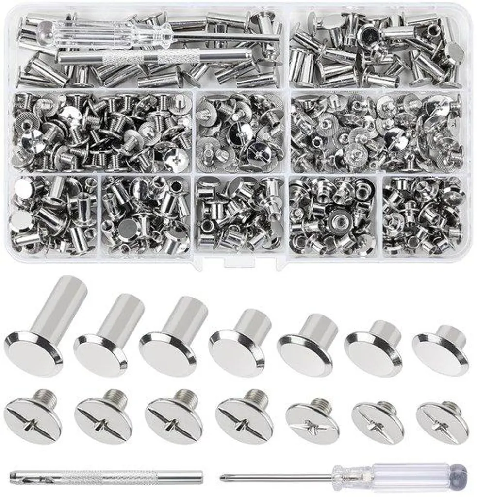 Kit de Vis Chicago M5 Argentées pour Reliure Cuir et Scrapbooking DIY