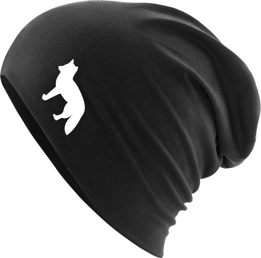 Huuraa Beanie Fuchs Silhouette Black One Size Baumwolle und Elasthan Mütze Geschenkidee