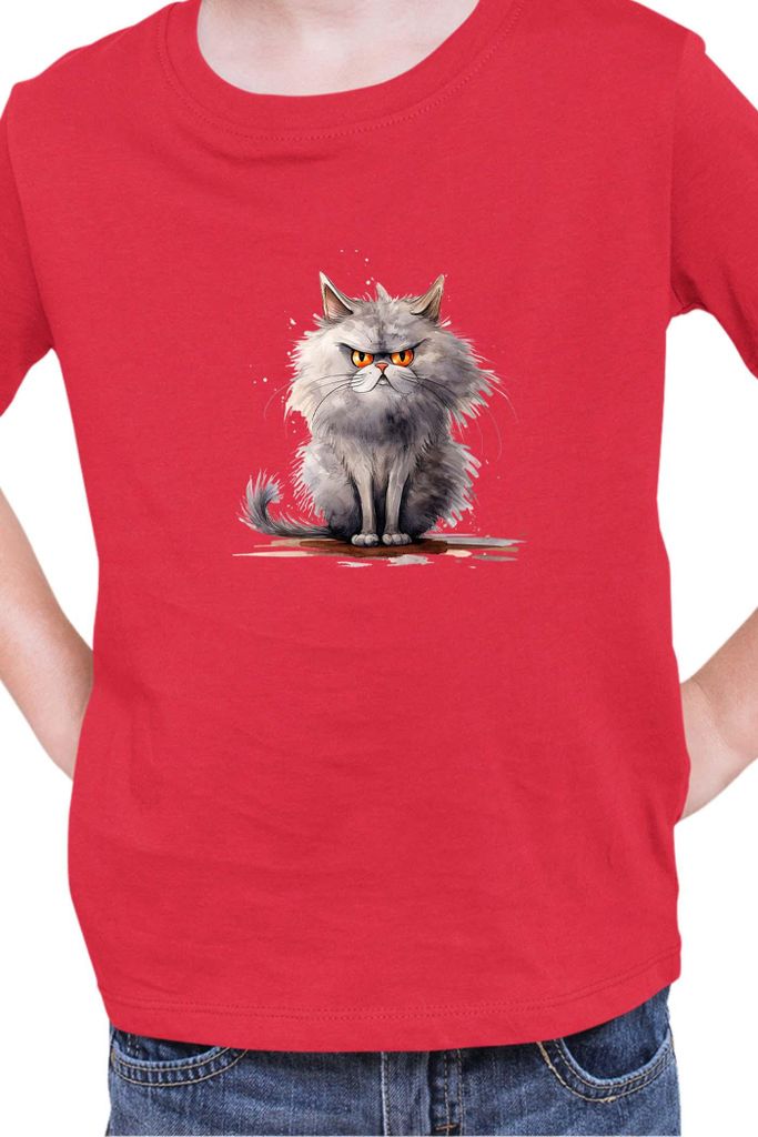 Kinder T-Shirt Funny Cats Breeds Persian Cat, 5-6 Jahr - 116 / Rot