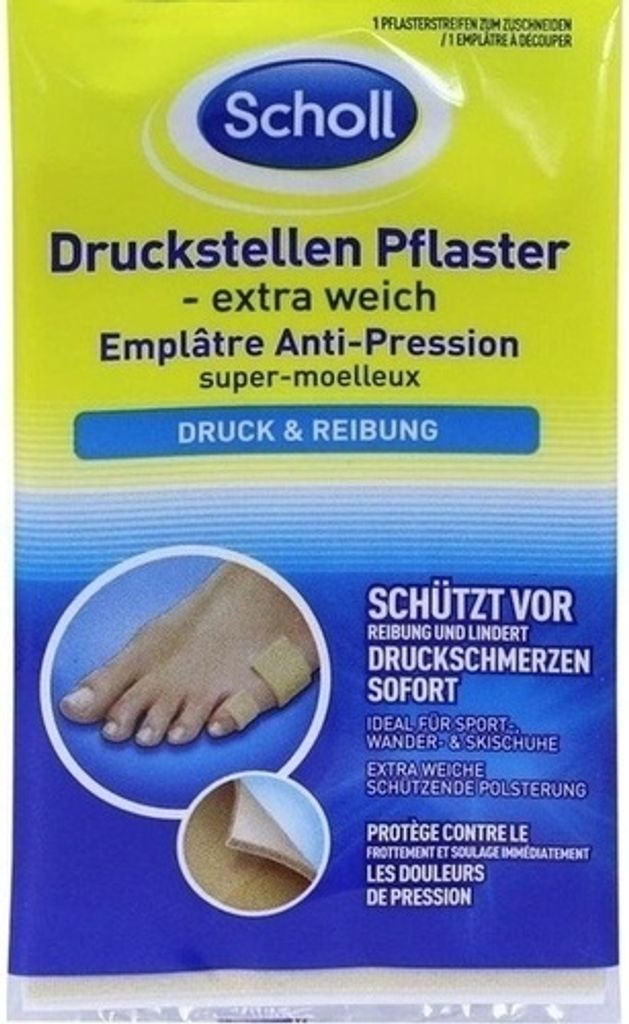 Packaging for Scholl Druckstellen Pflaster.