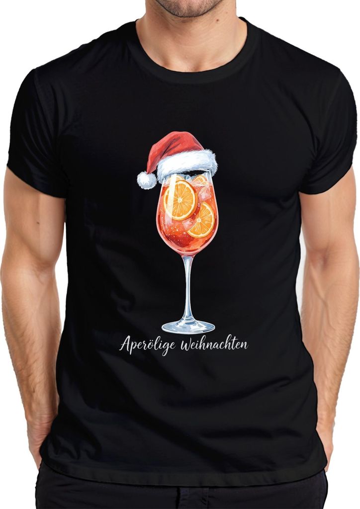 Aperölige Weihnachten Aperol Spritz Weihnachtsmütze Orange Party Herren T-Shirt, Schwarz, 3XL