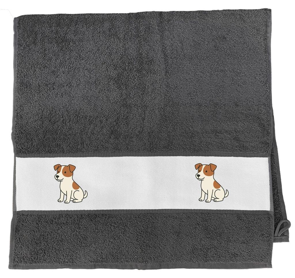 Huuraa Handtuch Jack Russell Terrier Comic Jacky 50x100cm Graphite Baumwolle Handtuch Geschenkidee