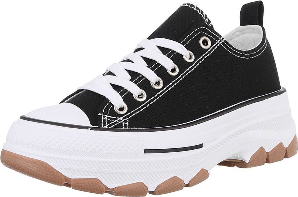 Ital-Design Damen Freizeitschuhe Textiloptik Sneakers Low 88930417 Schwarz Gr. 38