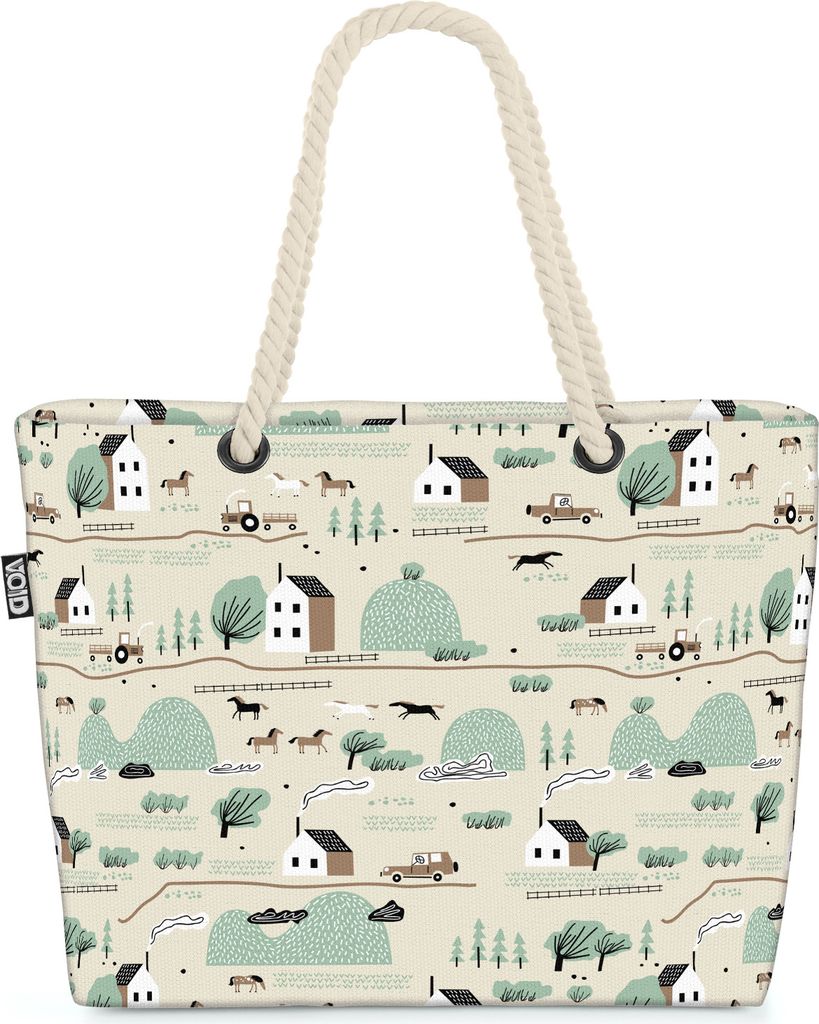 VOID Bauernhof Landschaft Pferde Strandtasche Shopper Produktbild 