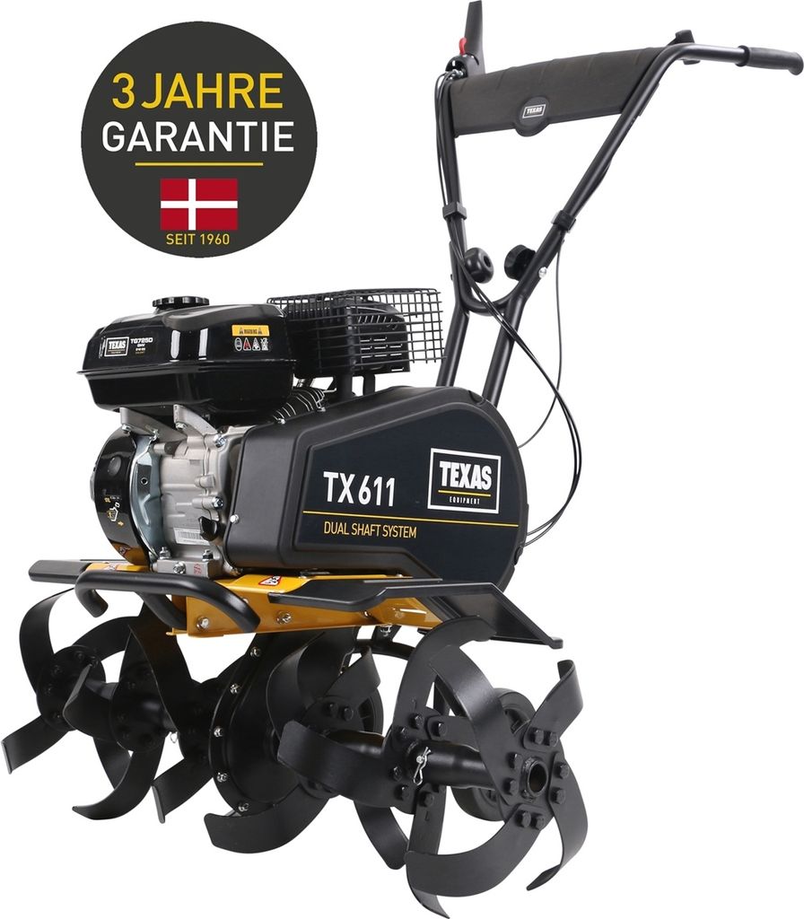 TEXAS Gartenfräse Motorhacke Bodenhacke Bodenfräse Pflug Benzin Profi TX611TG