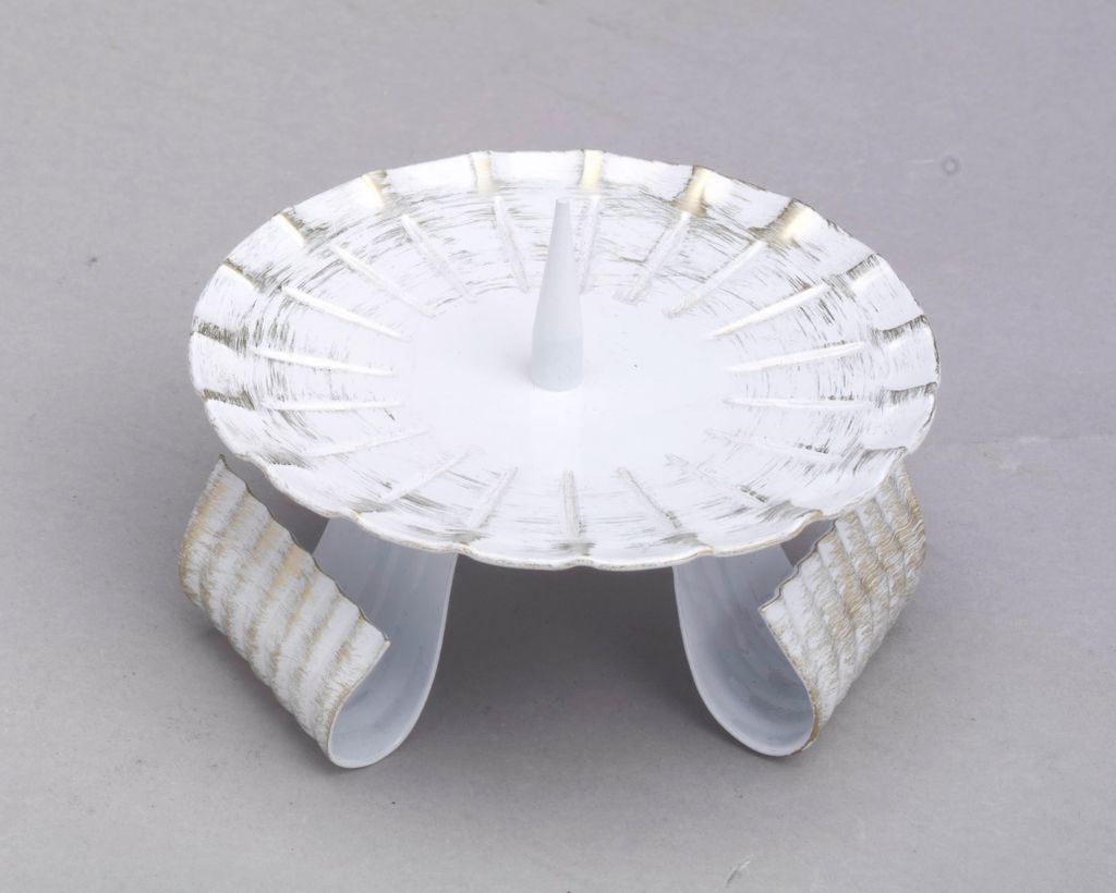 Dreifußleuchter, Kerzenleuchter weiss/gold 10 cm