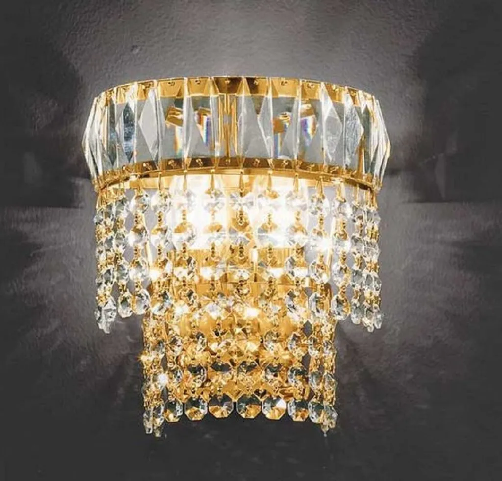 Applique de Luxe pour Salon Baroque Cristal et Or Casa Padrino H. 18 cm