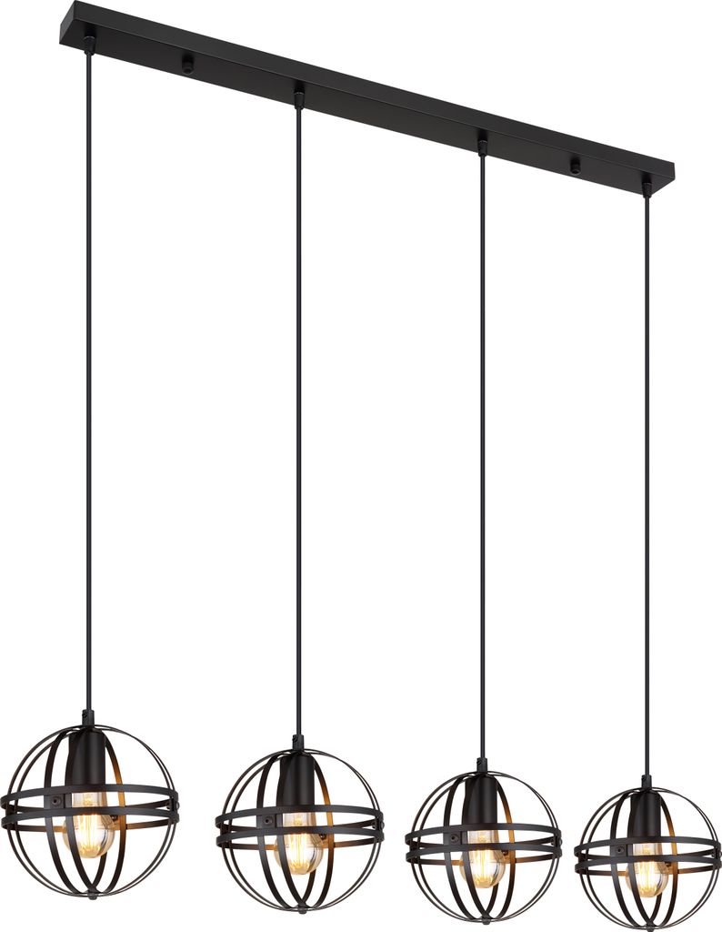 Globo Lighting Hängeleuchte Metall schwarz matt, 4x E27